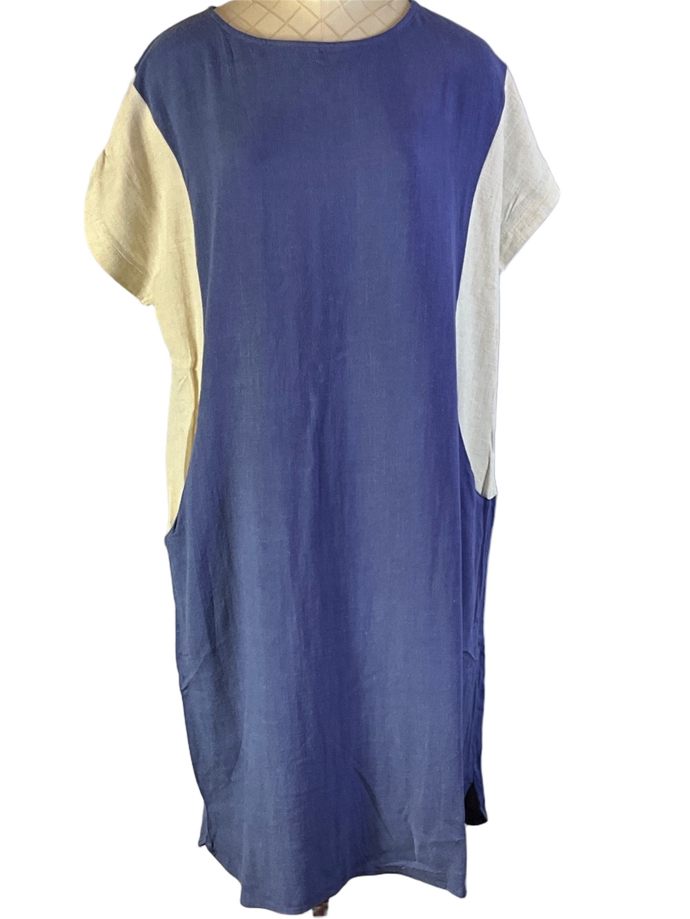 Ella Mara Linen Blend Short Sleeve Midi Dress With Pockets Size Medium New